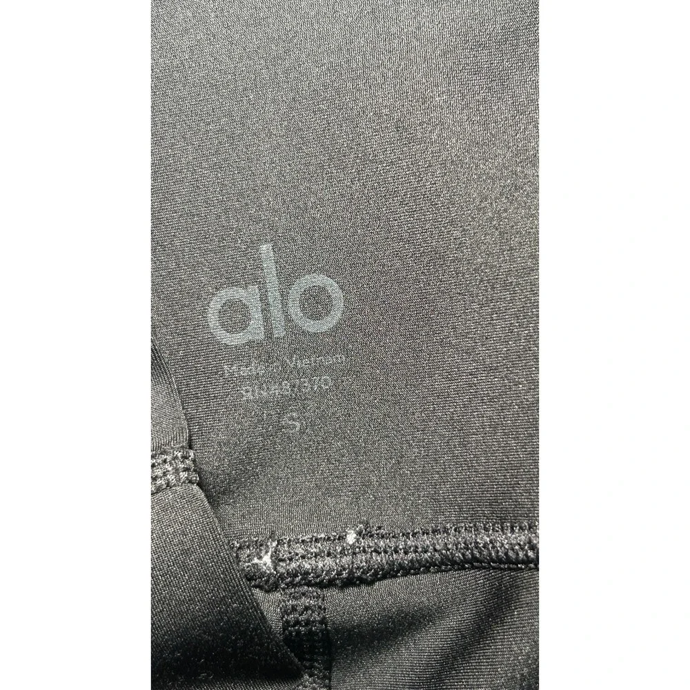 Alo Yoga Leggings High Waist Logo Side Stripe Small Black Mesh Colorblock Active